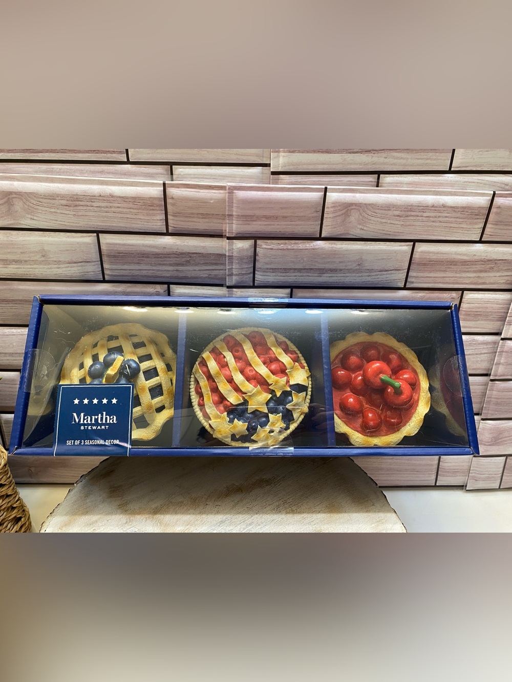 Martha Stewart ❤️ Americana Patriotic Pies Cherry Blueberry Decor NIB